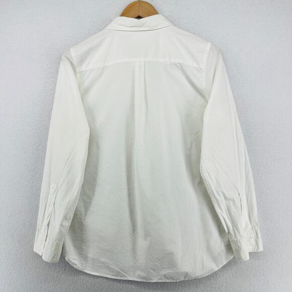 GARNET HILL Shirt 8 M Organic Pima Cotton Woven Button Up Long Sleeve White - Picture 3 of 15